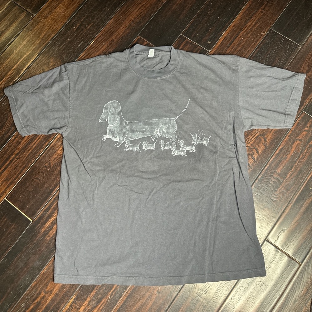 T-shirt unisex design crewneck doxie with pups casual California coastal